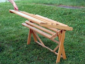 Folding Wooden Bench Partially Opened